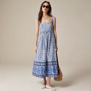 New JCREW Size 2 2T Tall Squareneck Midi Dress in Bandana Block Print $168 CM944